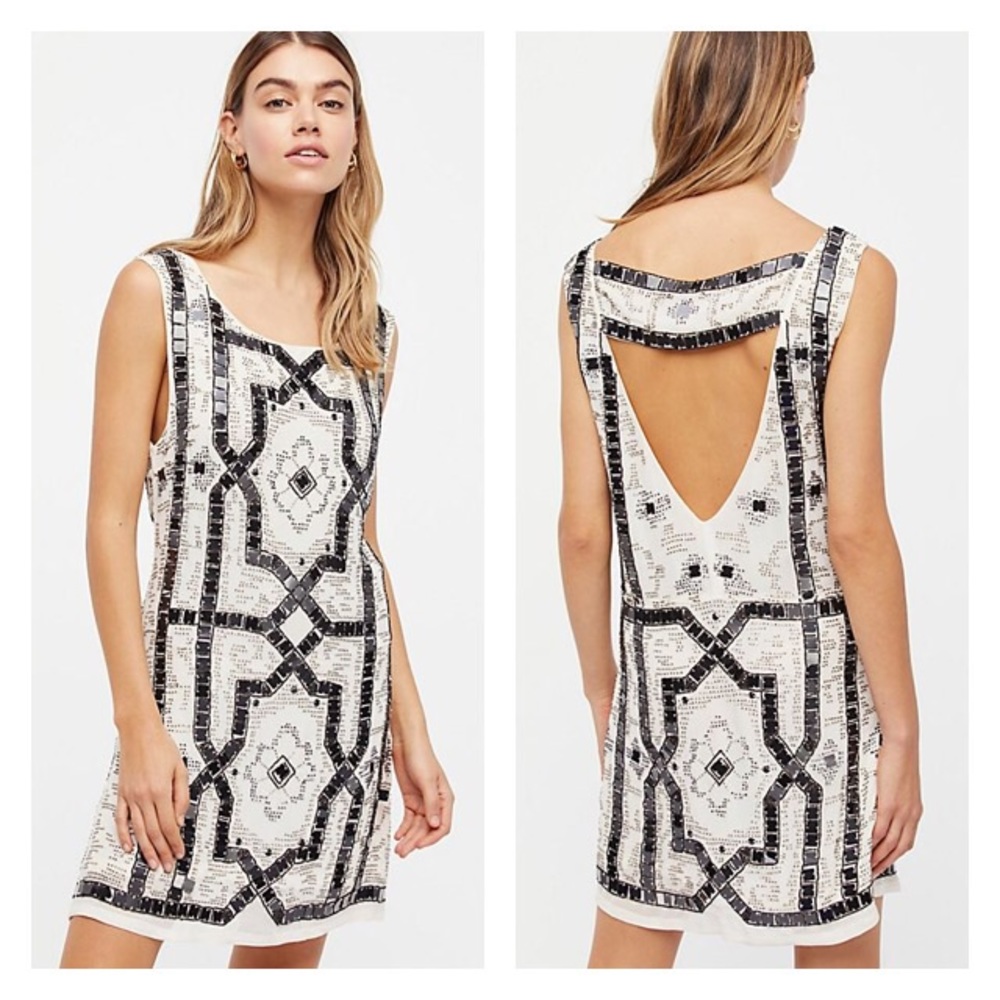 NWT Free People 🪩 Sequin + Beaded Shift Dress
